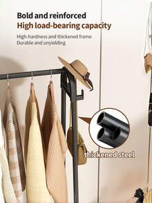 Single-Pack, Double-Row, Easy-To-Assemble, Movable Upright Coat Rack, Freestanding Coat And Hat Rack, Multi-Functional Shoe And Hat Cabinet, Space-Saving Storage Rack, Suitable For Homes, Rental Apartments, Living Rooms, Bedrooms, And Walk-In Closets - Multicolor - View 11