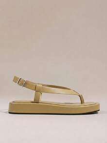 HighSole 春夏新款可調節扣環都市極簡風涼鞋，柔軟舒適，適合通勤、購物、海邊度假、音樂節穿著 - 卡其42# - 查看 2