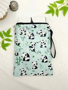 1PC Large Capacity Durable Waterproof Lightweight Portable Zipper Closure File Bag Carry Storage Pouch With Cute Panda Bamboo Leaf Print Pattern For School Office Student Supplies Books Notebooks Documents Folders Travel Vacation Season Gift - multicolor - View 5
