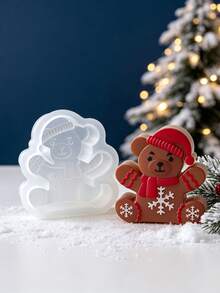 Christmas Silicone Mold DIY, Gingerbread Man Snowman Snowflake Bear Pendant Ornament Mold For Resin Candle Plaster Craft Making - White - View 7