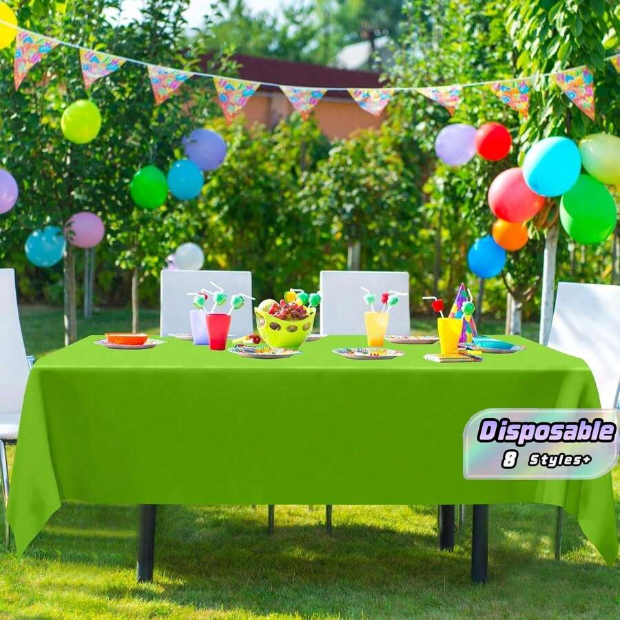 6pcs Disposable Plastic Tablecloths, 54*72 InchWaterproof Solid Color Square Tablecloths, DisposablePlastic Tablecloths, Waterproof And Stain-Resistant,Easy To Clean, Suitable For Life, Wedding, BirthdayParty - Multicolor - View 1