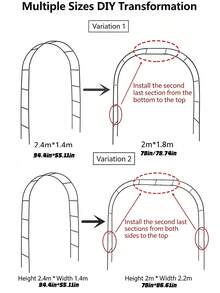 Metal Garden Arch Trellis, Sturdy Iron Plant Climbing Arbor For Roses, Vines, Wedding Party Outdoor Courtyard Decoration - Black - View 3