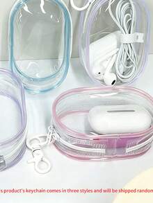 1PC Minimalist Practical Portable Hook Organizer Pouch,Portable Mini Transparent Zipper Storage Bag, Compact Multifunctional Storage Bag, Headphone And Charger Case With Keychain, Transparent Travel Accessories For Travel Storage Bag - Multicolor - View 10