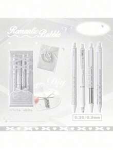 4pcs Soft Ribbon Gel Pens Set Ballet 0.38mm/0.5mm Ballpoint Quick-Dry Black Color Ink For Writing Gift Back To School - Multicolor - View 20