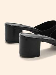 CUCCOO BASICS Women's Fashionable And Sexy Round Toe Woven Fabric Slippers, Medium And High Heels, Painted Thin And Straight Heels. Lightweight And Breathable Slouchy - Black - View 4