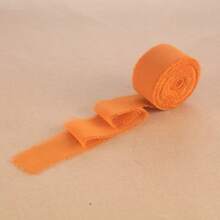 1件/5件裝雪紡邊飾緞帶，4cm*6.5m，適用於婚禮裝飾、花束裝飾、手工裝飾、邀請卡裝飾、家居裝飾、禮物包裝，適合婚禮、派對、生日、情人節 - 橙1 - 查看 3
