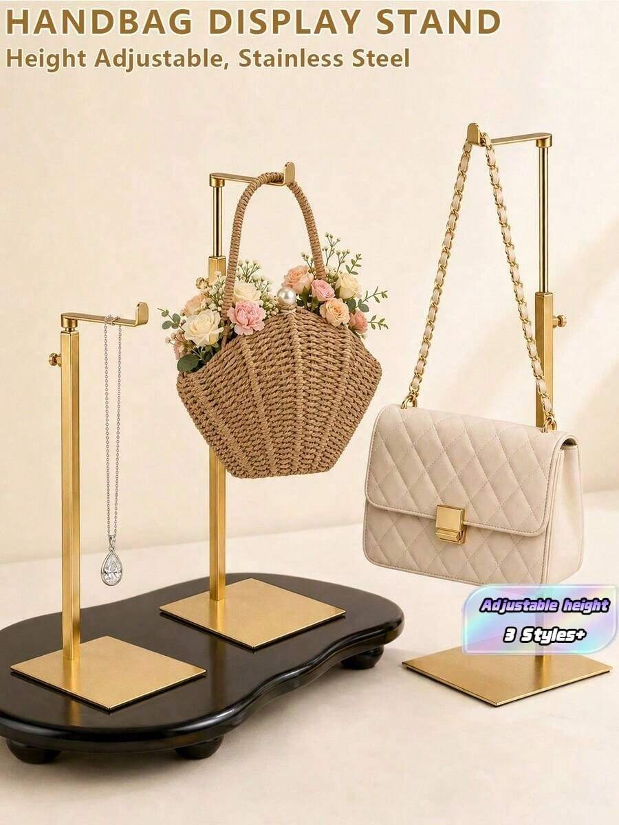 1/2/3 st rostfri rostfri väskhållare med justerbar höjd, multifunktionell förvaringshylla för väskor, smycken och halsband, utrymmesbesparande för garderob, toalettbord och butik, hållbar för hem- och kommersiellt bruk - 7-huvudsböjning av rund innerstång - Visa 1