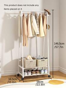 Single-Pack, Double-Row, Easy-To-Assemble, Movable Upright Coat Rack, Freestanding Coat And Hat Rack, Multi-Functional Shoe And Hat Cabinet, Space-Saving Storage Rack, Suitable For Homes, Rental Apartments, Living Rooms, Bedrooms, And Walk-In Closets - Multicolor - View 13