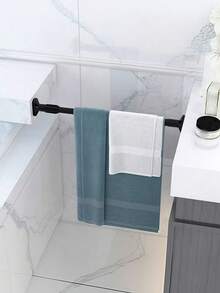 1Pc Black Adjustable Tension Rod, No Drill Extendable Hanging Rod, Multifunctional Clothes Rail For Wardrobe & Dorm, Suitable For Clothes Drying, Shower Curtain, Door Curtain And Bay Window Curtain, Length 20.47-32.28 Inch - Stainless Steel Black/52-82cm/20.47-32.28in - View 11