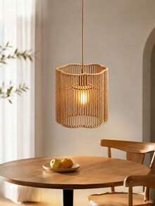 1 st handvävd taklampa i naturlig rotting, standardstorlek, hållbar, vattentät, rostfri och lätt att rengöra, vintage retro kreativ pendellampa för tehus, restaurang, matsal, vardagsrum, arbetsrum, entré, bardisk, hemmakontor, rustik inredning - flerfärgad - Visa 4