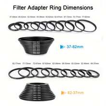 Teckwe Lens Filter Adapter Rings Allows You To Fit Larger Size Lens Filters On A Lens With A Smaller Diameter 18 Pieces Filter Ring Adapter Set, Camera Lens Filter Metal Stepping Rings Kit (Includes 9pcs Step Up Ring Set + 9pcs Step Down Ring Set) Black - View 10