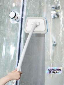 2Pcs Bathroom Cleaning Brush Set, Detachable Long Handle Brush With Replaceable Sponge Heads, Labor-Saving & Washable, For Deep Cleaning Floors, Walls, Bathtubs, Tiles, Glass And Window Surfaces - A - View 1