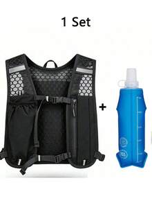 1pc 500ml Soft Water Bottle Backpack, With Phone Pocket, Lightweight Running Water Bag, Suitable For Men & Women, Adjustable Strap To Prevent Bouncing, Suitable For Trail Running, Marathon, Cycling - Black - View 8