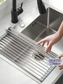 1 Piece Stainless Steel Adjustable Multi Arm Anti Rust Sink Drain Rack Black Gray Space Saving Multifunctional Kitchen Bathroom Utensil Storage Rack Christmas New Year Household Kitchen Organizer - Multicolor - View 2
