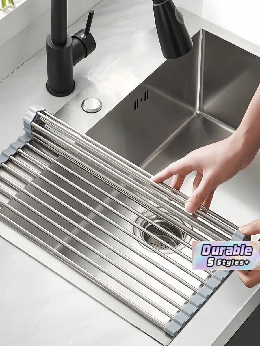 1 Piece Stainless Steel Adjustable Multi Arm Anti Rust Sink Drain Rack Black Gray Space Saving Multifunctional Kitchen Bathroom Utensil Storage Rack Christmas New Year Household Kitchen Organizer
