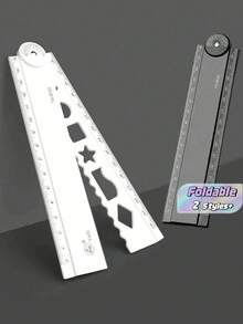 1pc 30cm Foldable Acrylic Ruler,Plastic Folding Ruler With Pattern Tracing And Measurement Numbers,Scale Ruler,Suitable For Office,Classroom,Teaching,Exam Supplies,Drawing Supplies,Supplies Office Supplies Back To School Stationery Supplies,Rulers - Multicolor - View 2