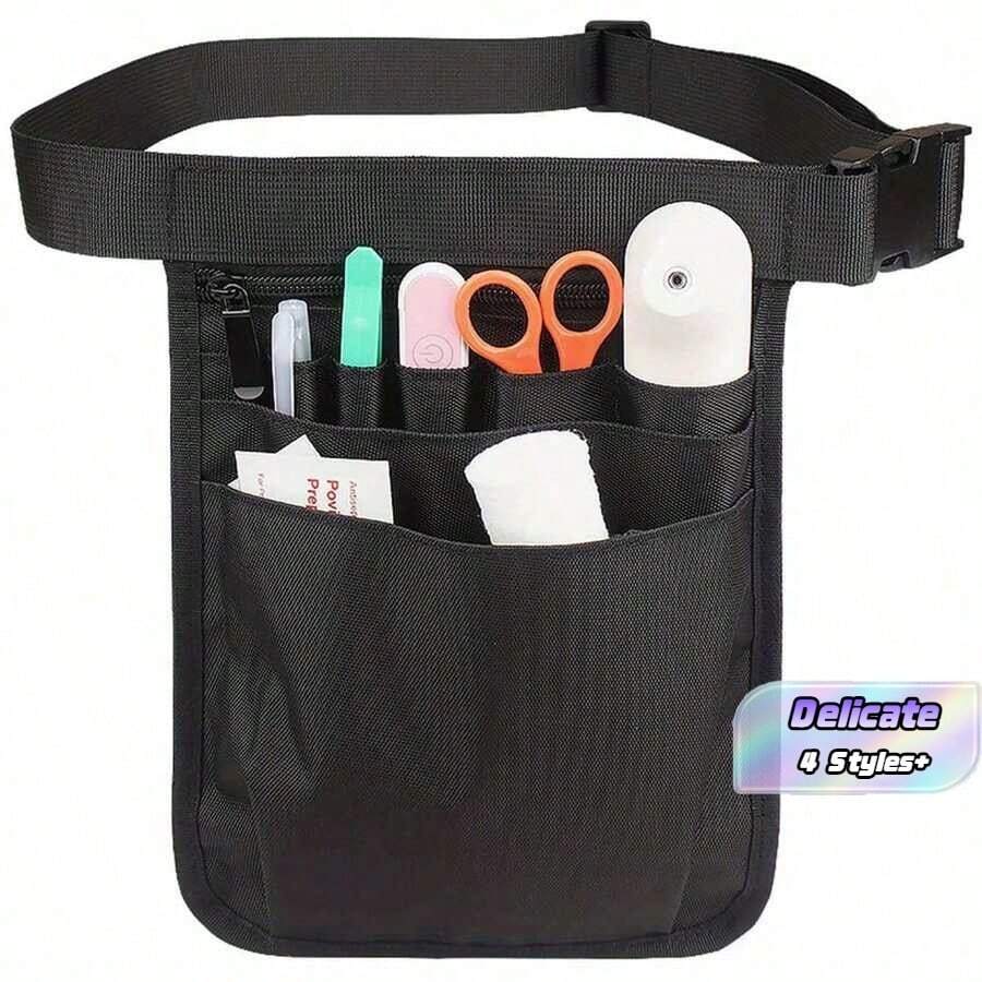 1pc Women'S Black Nylon Waist Bag - Makeup Organizer, Fanny Pack, Storage Pouch, Nurse Work Waist Bag - one size fits all - View 1