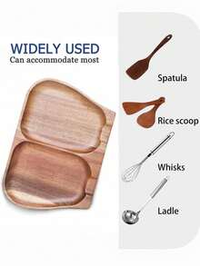 1pc Walnut Color Spoon Rest Holder Double Slot Utensil Organizer For Kitchen Countertop Farmhouse Rustic Dining Table Decor Christmas Stocking Fillers Holiday Gift Idea Must Haves - Brown - View 6