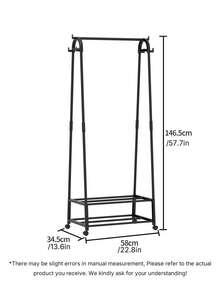 Single-Pack, Double-Row, Easy-To-Assemble, Movable Upright Coat Rack, Freestanding Coat And Hat Rack, Multi-Functional Shoe And Hat Cabinet, Space-Saving Storage Rack, Suitable For Homes, Rental Apartments, Living Rooms, Bedrooms, And Walk-In Closets - Multicolor - View 4