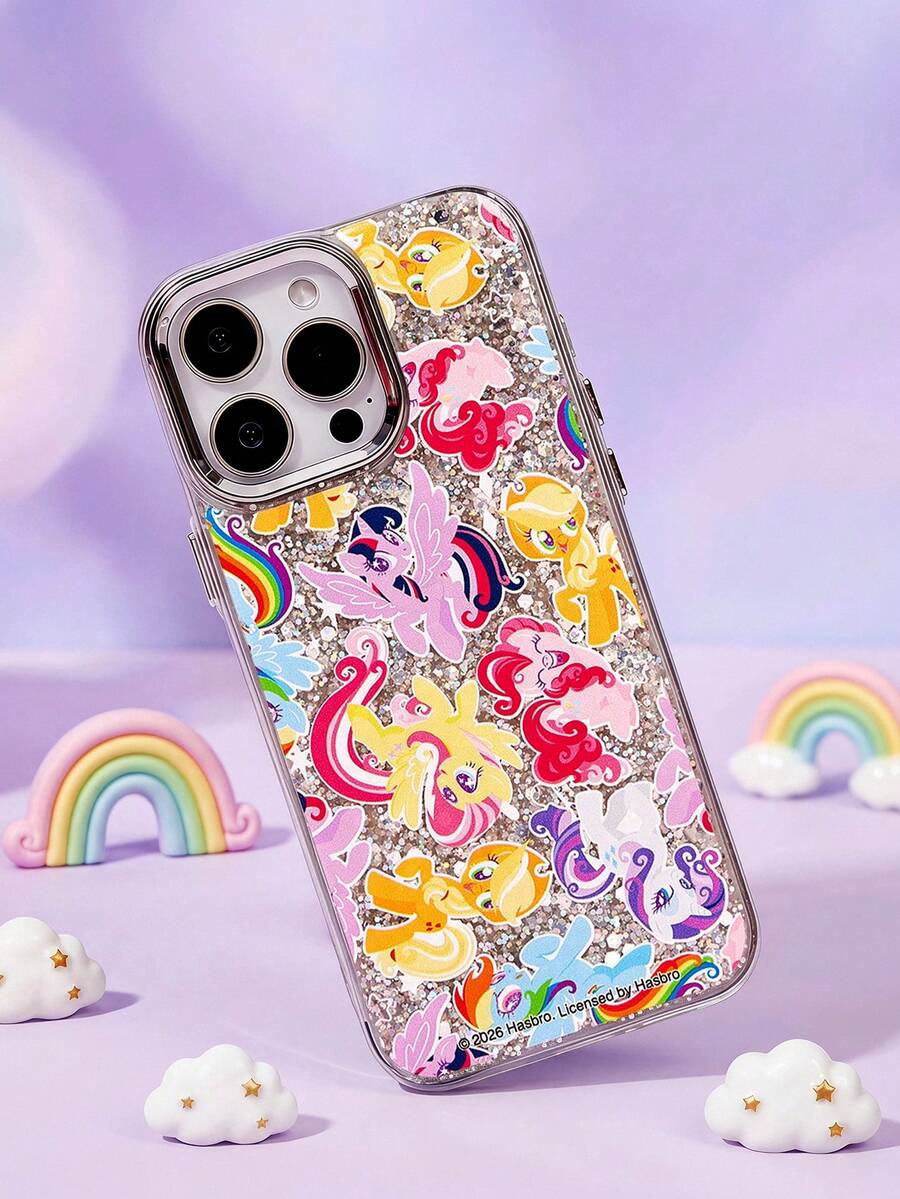 My Little Pony G4 X Joivida Glitter Silver Cartoon Pattern Phone Case Compatible With IPhone 13-17 Series, Shockproof Protective Cover - Multicolor - View 1