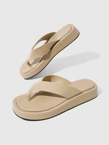 HighSole 女款露趾極簡主義涼鞋 海邊度假 音樂節穿搭 - 卡其色 - 查看 10
