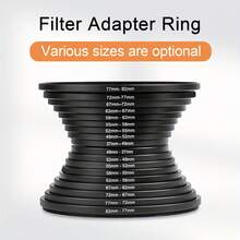 Teckwe Lens Filter Adapter Rings Allows You To Fit Larger Size Lens Filters On A Lens With A Smaller Diameter 18 Pieces Filter Ring Adapter Set, Camera Lens Filter Metal Stepping Rings Kit (Includes 9pcs Step Up Ring Set + 9pcs Step Down Ring Set) Black - View 2