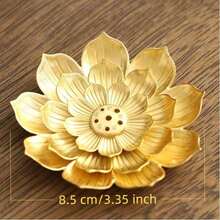 1pc Vintage Lotus Incense Burner/Holder, Elegant And Compact Design, Suitable For Living Room, Bedroom, And Tea Table - Gold - View 13