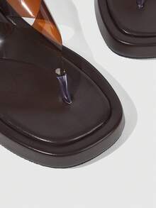 HighSole 春夏新款露趾厚底增高女款涼鞋 適合購物、海邊度假 - 透明棕色 - 查看 7