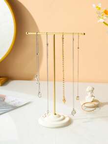 1pc Simple Metal T Shaped Jewelry Stand For Bracelets Necklaces Rings Watches Desktop Jewelry Organizer Display Rack Storage Holder For Home Vanity Bedroom Countertop Festive Decoration Supplies - Multicolor - View 9