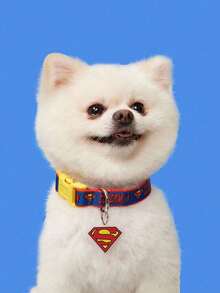 SUPERMAN X PETSIN 1pc Printed Webbing Dog Collar, Durable Red, Blue And Yellow Design With Quick-Release Buckle, Adjustable Comfortable Collar For Small And Medium Dogs, Perfect For Fans Of - Multicolor - View 2