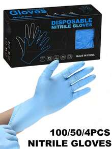 100PCS PVC Free Powder Free Puncture Proof Oil Proof NonSlip Textured Grip Blue Disposable Gloves For Dishwashing Kitchen Cleaning Household Chores Lab Work Pet Care Bathing Home Essentials - blue - View 2