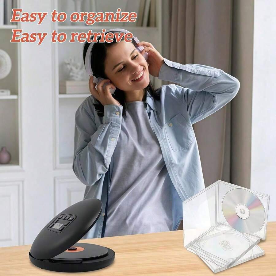 2/5/10 Pcs/Set Square CD Cases, Single Disc Plastic DVD Cases, PS DVD Disc Storage Boxes, CD Album Organizer Cases, Recording Boxes, Mini Storage Cases - White - View 1