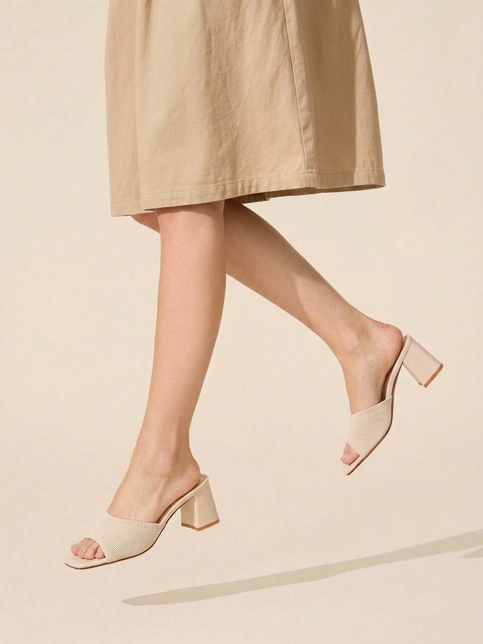 CUCCOO BASICS Women's Fashionable And Sexy Square Toe Woven Fabric Slippers, Medium And High Heels, Painted Thin And Straight Heels. Lightweight And Breathable Slouchy
