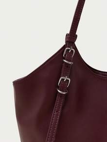 Nöista Burgundy Shoulder Bag With Adjustable Buckle Straps, A Relaxed Shape, And Subtle Side Detaililing - Burgundy - View 8