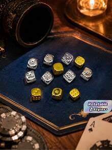 Rotatable Brass Polyhedral Dice Ornament, Fortune Attracting Rotation Toy, Bring Wealth & Good Luck, Reverse Bad Fortune Desk Decor Feng Shui Accessory For Home Office Gift - Multicolor - View 1