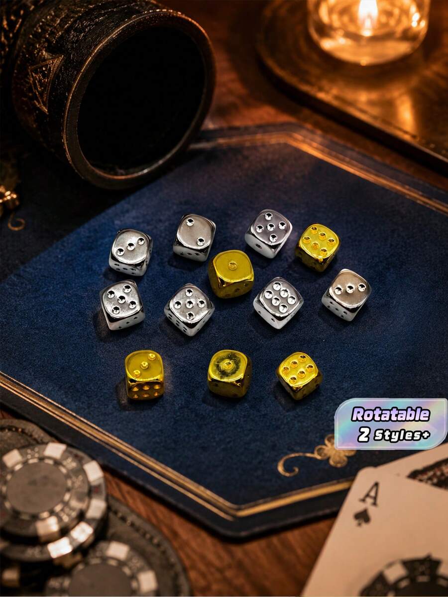 Rotatable Brass Polyhedral Dice Ornament, Fortune Attracting Rotation Toy, Bring Wealth & Good Luck, Reverse Bad Fortune Desk Decor Feng Shui Accessory For Home Office Gift - Multicolor - View 1