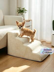 3/4/5 Tiers Removable Washable Pet Stairs Ramp For Dogs & Cats, Compressed Packing Soft Sponge Pet Ladder, Leave For 2 Hours After Unpacking For Sponge Full Rebound, Indoor Support Steps For Small Medium Large Senior Pets Bedroom Living Room Supplies - Beige - View 1