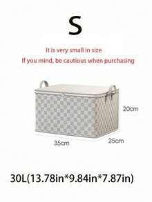 Grey Checkered Pattern Moving Storage Bag Extra Large Capacity Quilt Blanket Clothes Organizer Foldable Moisture Proof Durable Portable Handles Underbed Closet Solution - White - View 12