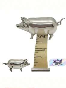 Vintage Pig Mini Tape Measure, Retro Metal Pig Soft Tape Measure, Portable Retractable Sewing Measuring Tool, Cute Figurine Tape Measure For Quilting Crafting Tailoring, Collectible Unique Gift - Single Piece - View 1