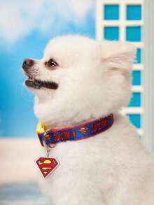 SUPERMAN X PETSIN 1pc Printed Webbing Dog Collar, Durable Red, Blue And Yellow Design With Quick-Release Buckle, Adjustable Comfortable Collar For Small And Medium Dogs, Perfect For Fans Of - Multicolor - View 9