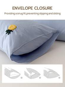 Joivida 2Pcs Polyester Embroidered Envelope‑Closure Pillowcases Smooth Breathable Polyester Bedding Pillow Protector Case With Envelope Closure (No Insert) - Blue - View 7