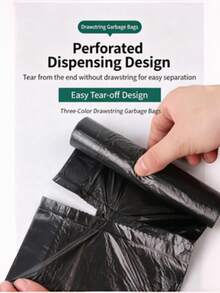 Disposable Drawstring Trash Bags, Random Drawstring Color, Can Be Used As Bin Liners, Cleaning Supplies, Suitable For Commercial & Household Use, Kitchen, Living Room, Bathroom, Office, Hotel Business - A - View 3