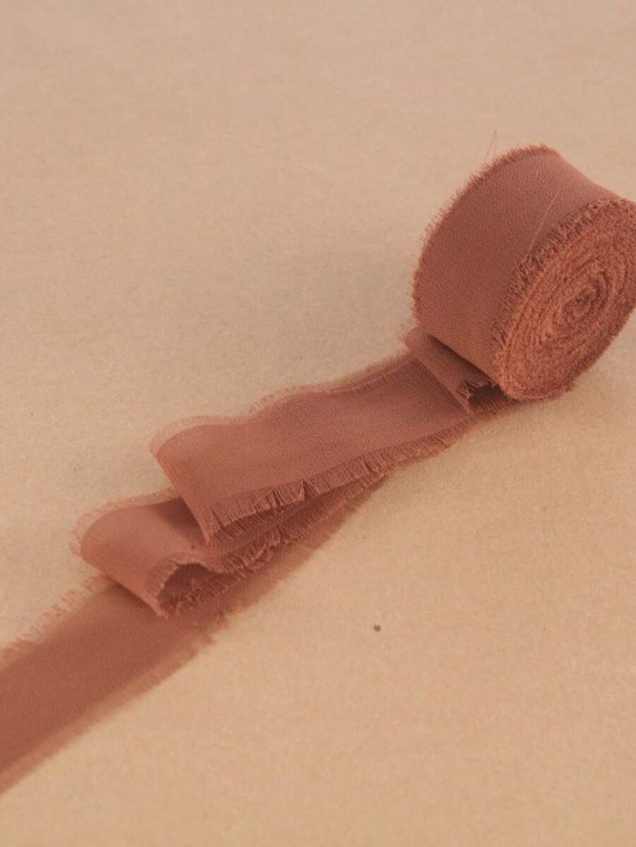 1件/5件裝雪紡邊飾緞帶，4cm*6.5m，適用於婚禮裝飾、花束裝飾、手工裝飾、邀請卡裝飾、家居裝飾、禮物包裝，適合婚禮、派對、生日、情人節 - 咖色3 - 查看 1