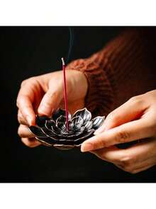 1pc Vintage Lotus Incense Burner/Holder, Elegant And Compact Design, Suitable For Living Room, Bedroom, And Tea Table - Gold - View 10