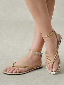 Styleloop Ladies, Thong, Buckle, Summer Breeze, Style, Flat Sandals - Gold - View 2