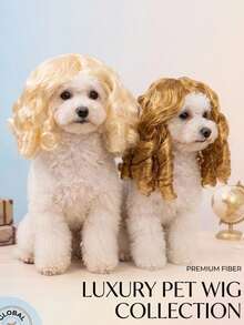 PETSIN 1PC Judge Style Pet Curly Wig For Dogs And Cats, Long Wavy Hair Costume Headpiece, Holiday Party Cosplay Dress Up Accessory, Funny Pet Photo Prop For Halloween Christmas, Perfect Gift For Pet Lovers - Multicolor - View 1