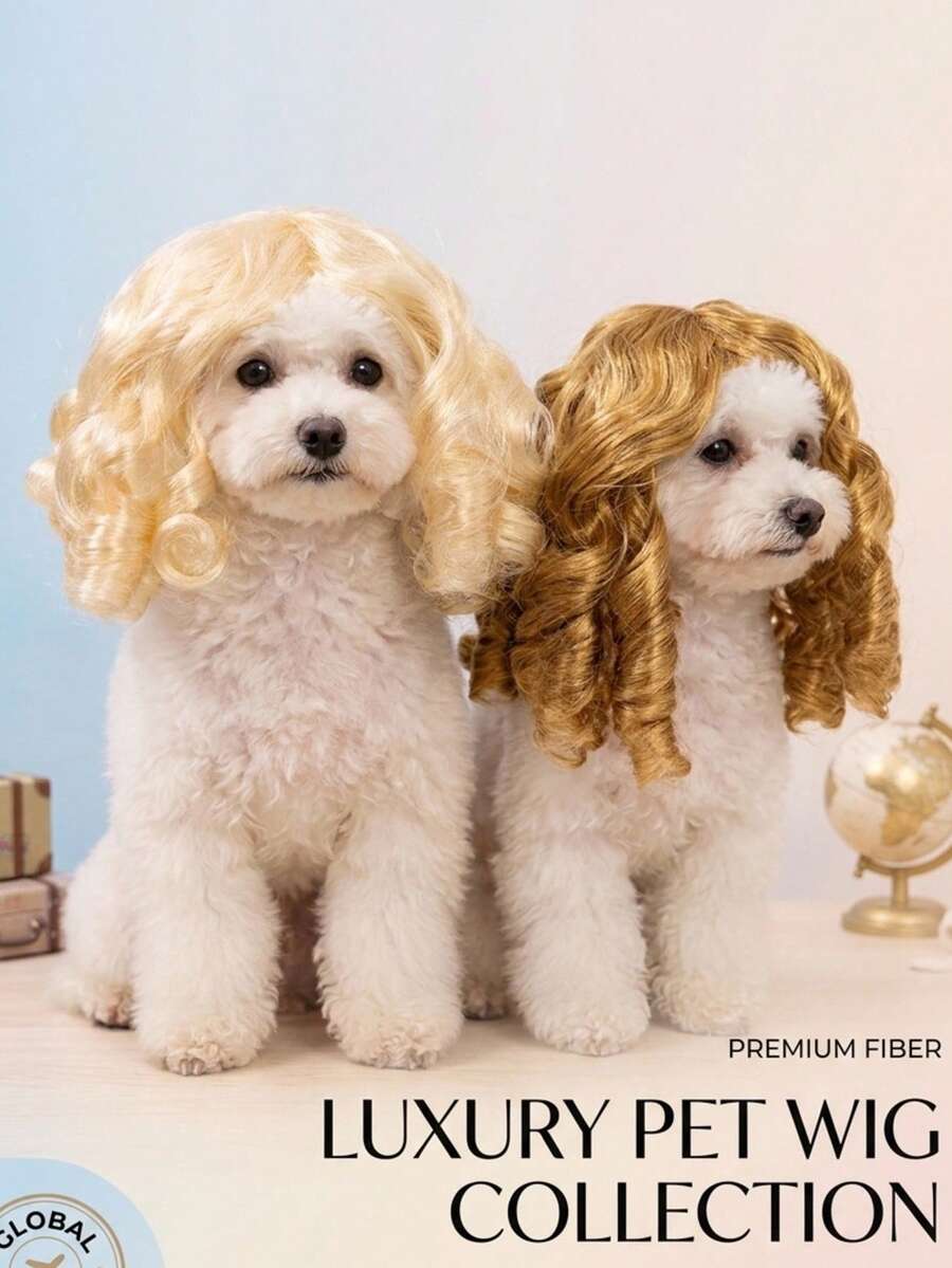 PETSIN 1PC Judge Style Pet Curly Wig For Dogs And Cats, Long Wavy Hair Costume Headpiece, Holiday Party Cosplay Dress Up Accessory, Funny Pet Photo Prop For Halloween Christmas, Perfect Gift For Pet Lovers - Multicolor - View 1