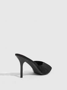 CUCCOO SZL Summer New Thorn Strap Wear High-Heeled Women's Slippers - Black - View 3