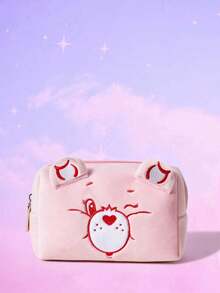 ROMWE X Care Bears Pink Plush Bear Shaped Cosmetic Bag For Storage And Organization - Pink - View 1