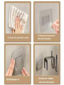 2Pcs No Drill Shoe Rack With Adhesive Strips Polished Surface Slipper Holder Wall Mounted Space Saving Organizer For Bathroom Door Modern Design Beige Green Blue Light Grey Shoe Storage - Multicolor - View 5